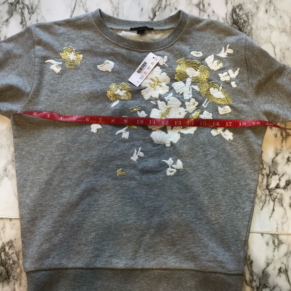 J.Crew NWT Grey Floral Embroidered Sweatshirt - XS - Picture 6 of 7